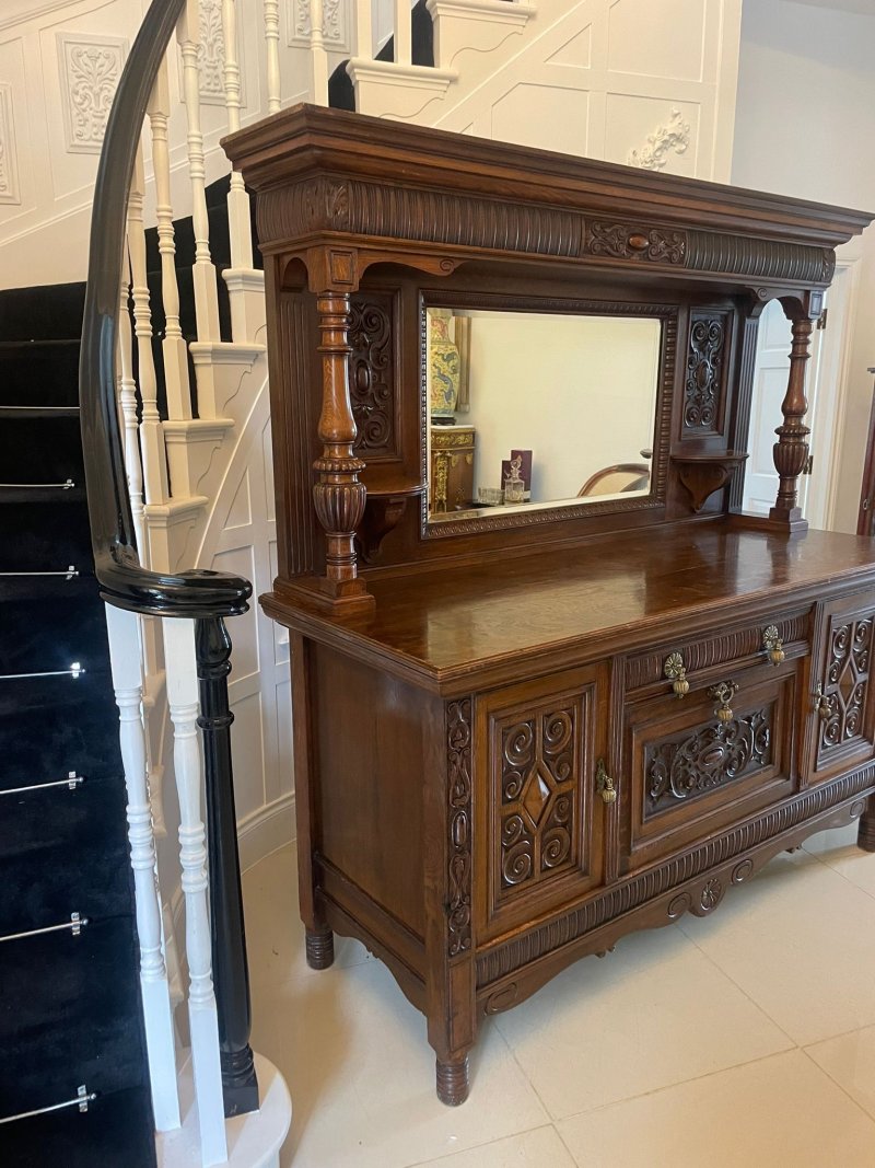 Outstanding Quality Antique Victorian Carved Oak Sideboard - Image 4
